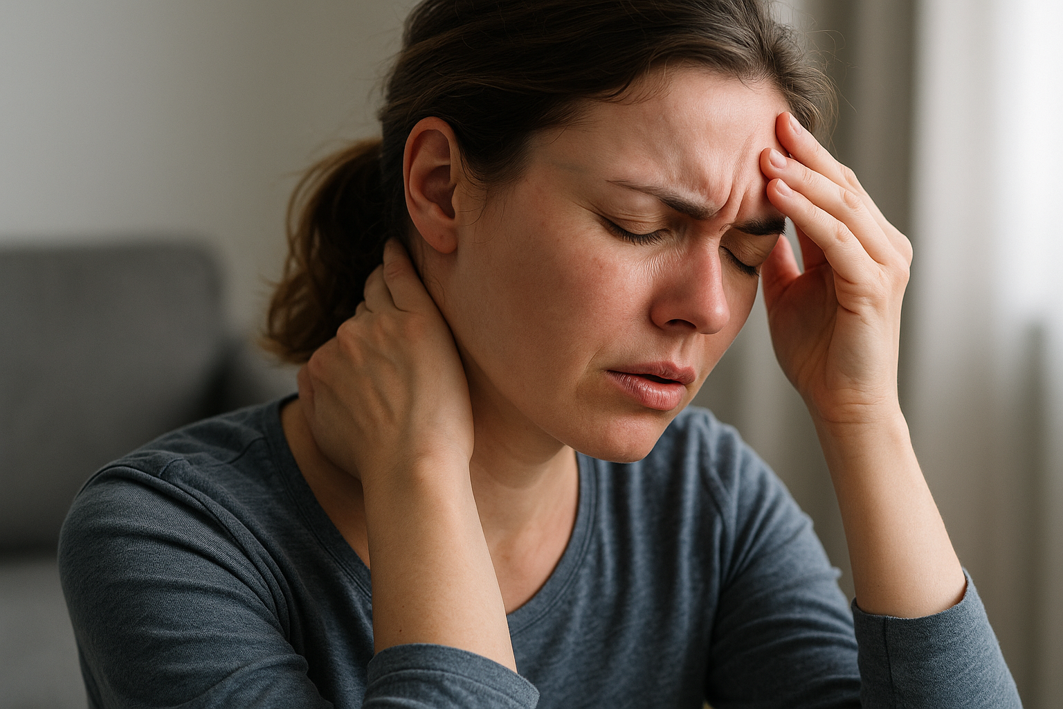 Wenn Nackenschmerzen Kopfschmerzen und Übelkeit auslösen: Ursachen und Lösungen entdecken - Illustration