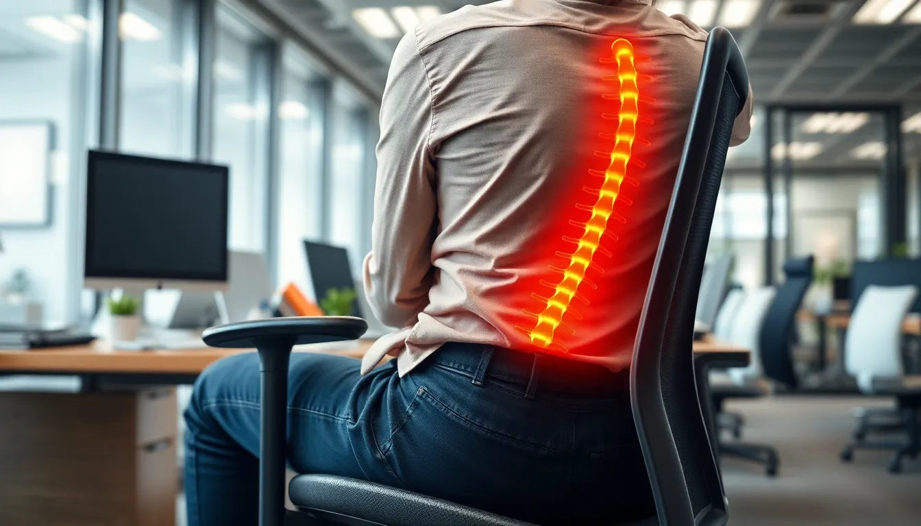 Schmerzen im unteren Rücken beim Sitzen vermeiden: Tipps für eine bessere Haltung - Illustration