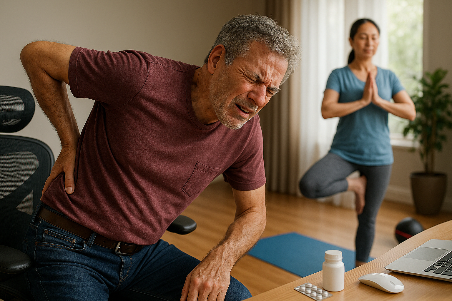 Bewegung statt Medikamente: Der Schlüssel zur Rückenschmerzfreiheit - Illustration