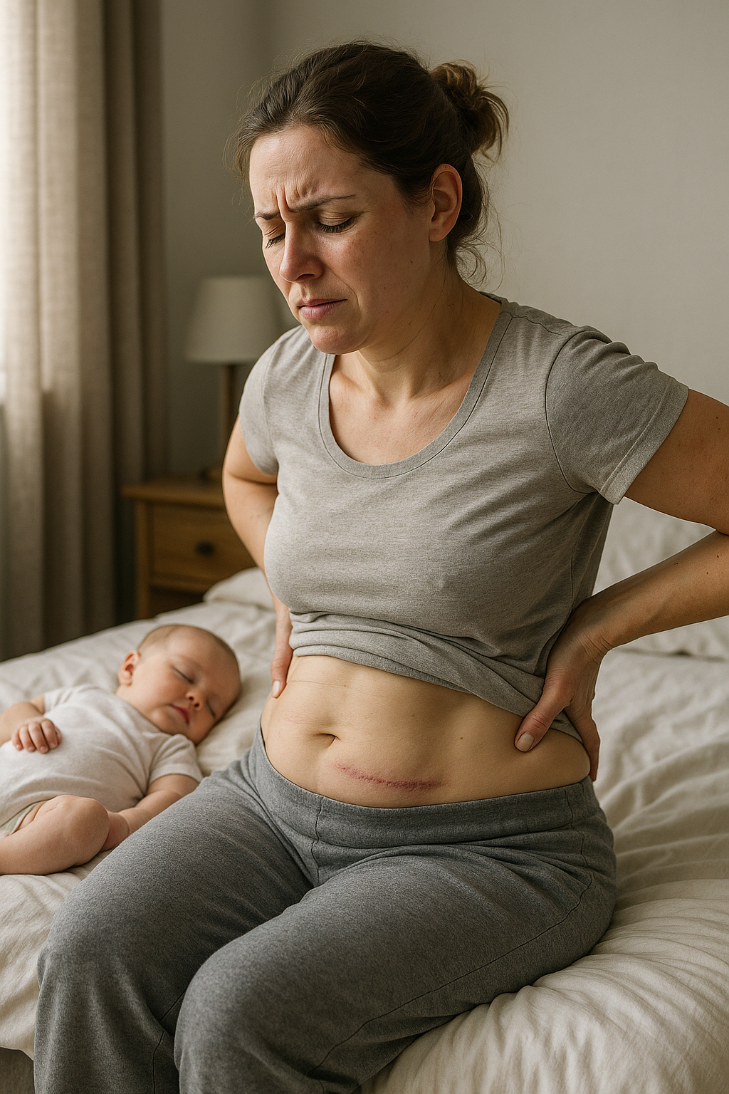 Rückenschmerzen nach Kaiserschnitt verstehen und lindern - Illustration