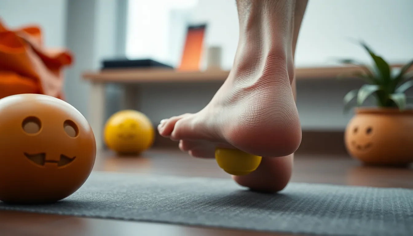 Übungsleser entdecken effektive hælspore øvelser mit ball für schmerzlinderung - Illustration