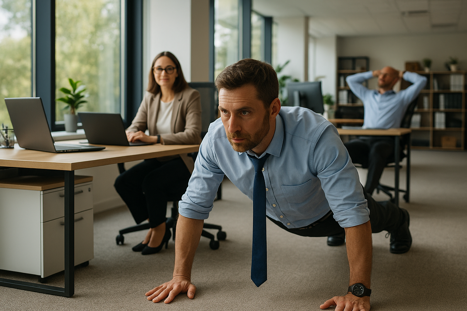 Sport während der Arbeitszeit: So integrieren Sie Bewegung in Ihren Büroalltag - Illustration