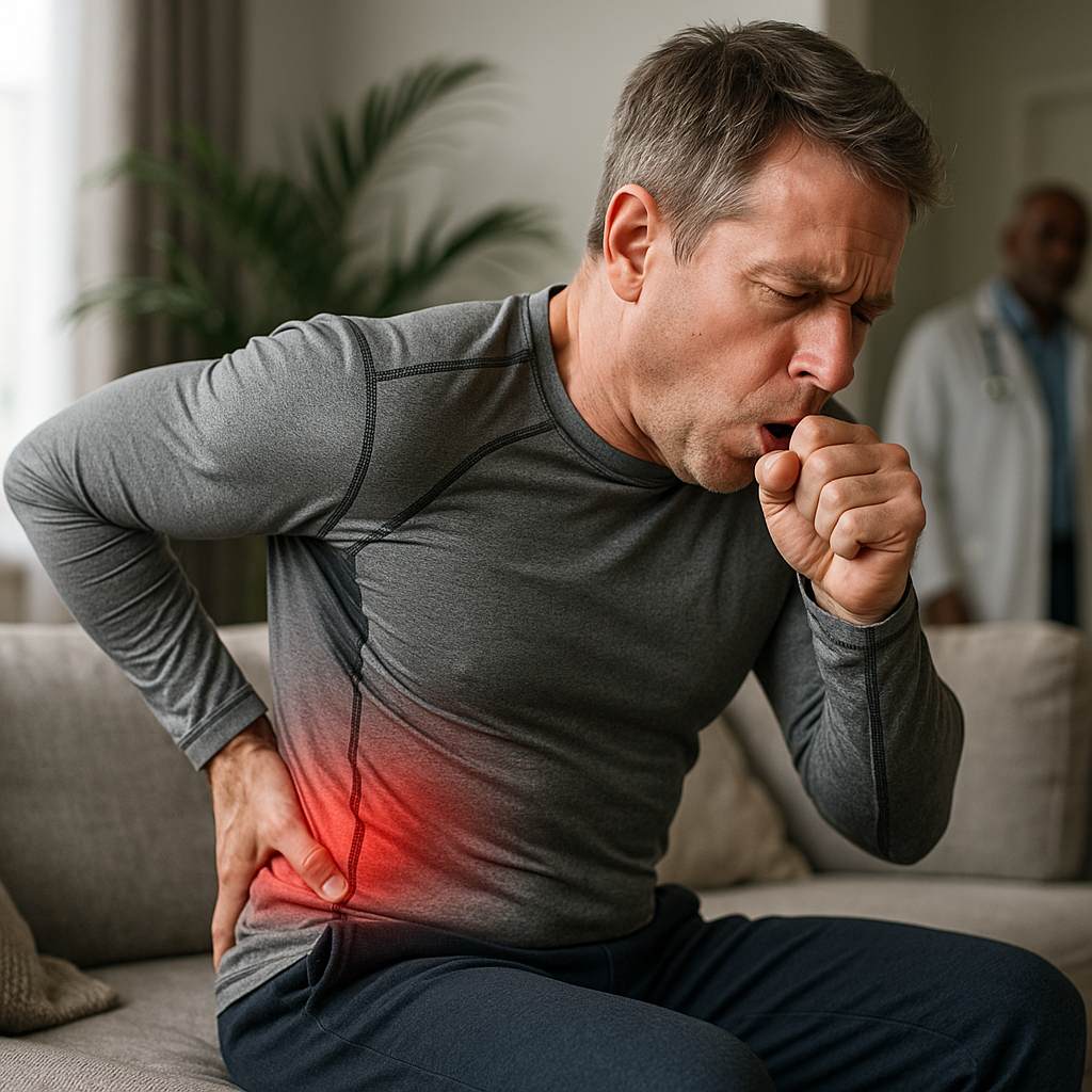 Husten und Rückenschmerzen: wie ein einfacher Husten zur Belastung werden kann - Illustration