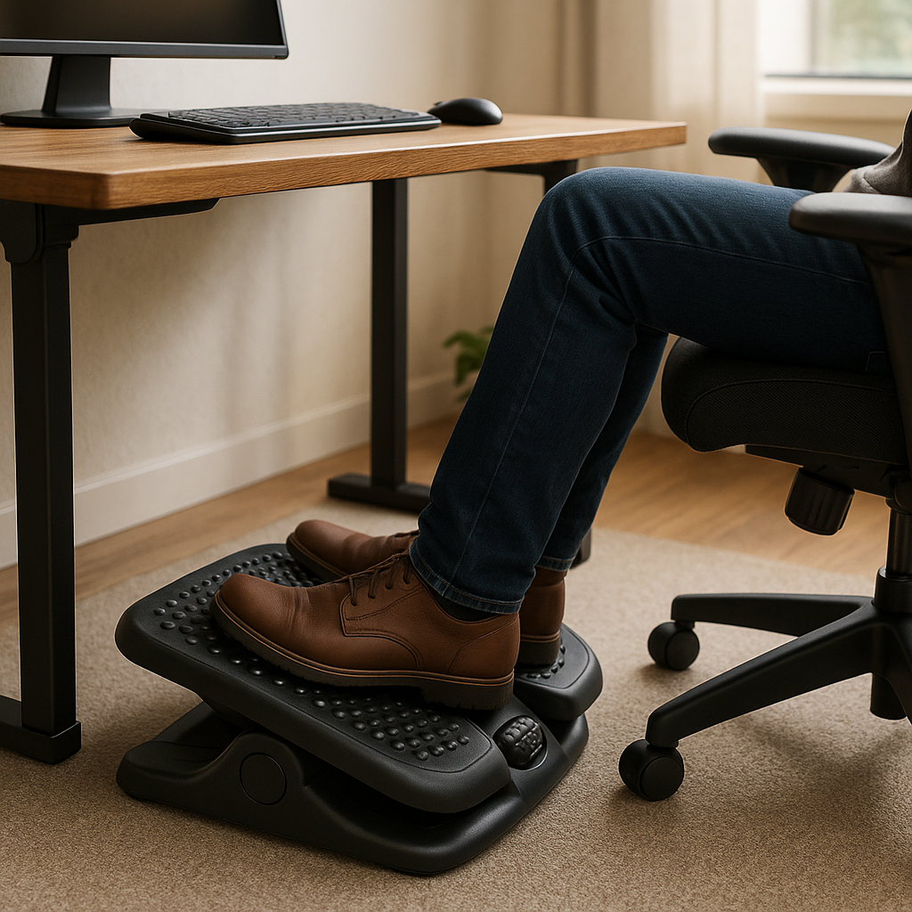 Entspannt arbeiten: Warum eine fußstütze unter dem schreibtisch unverzichtbar ist - Illustration