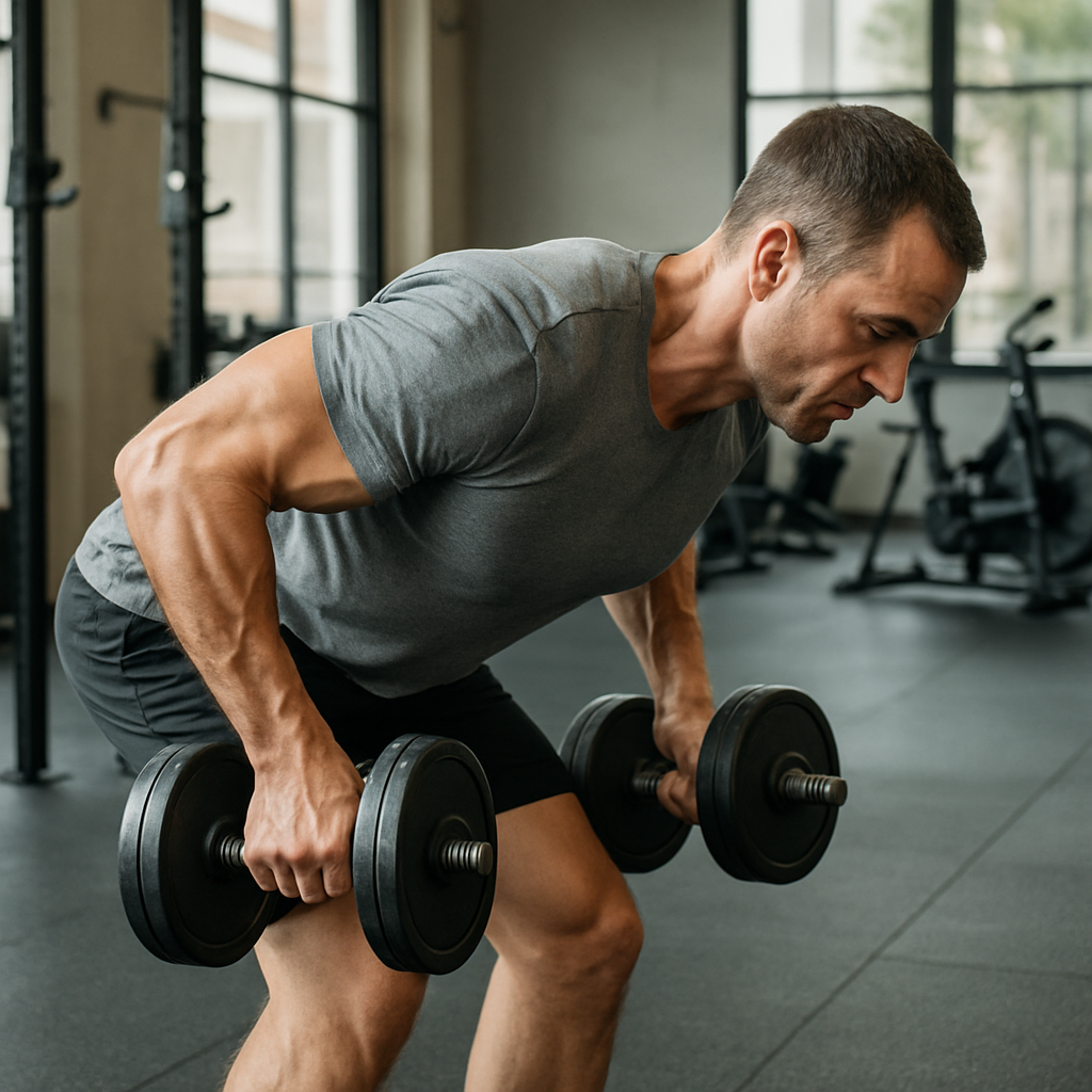 Effektive rückenübungen mit hanteln für Übungsleser - Illustration