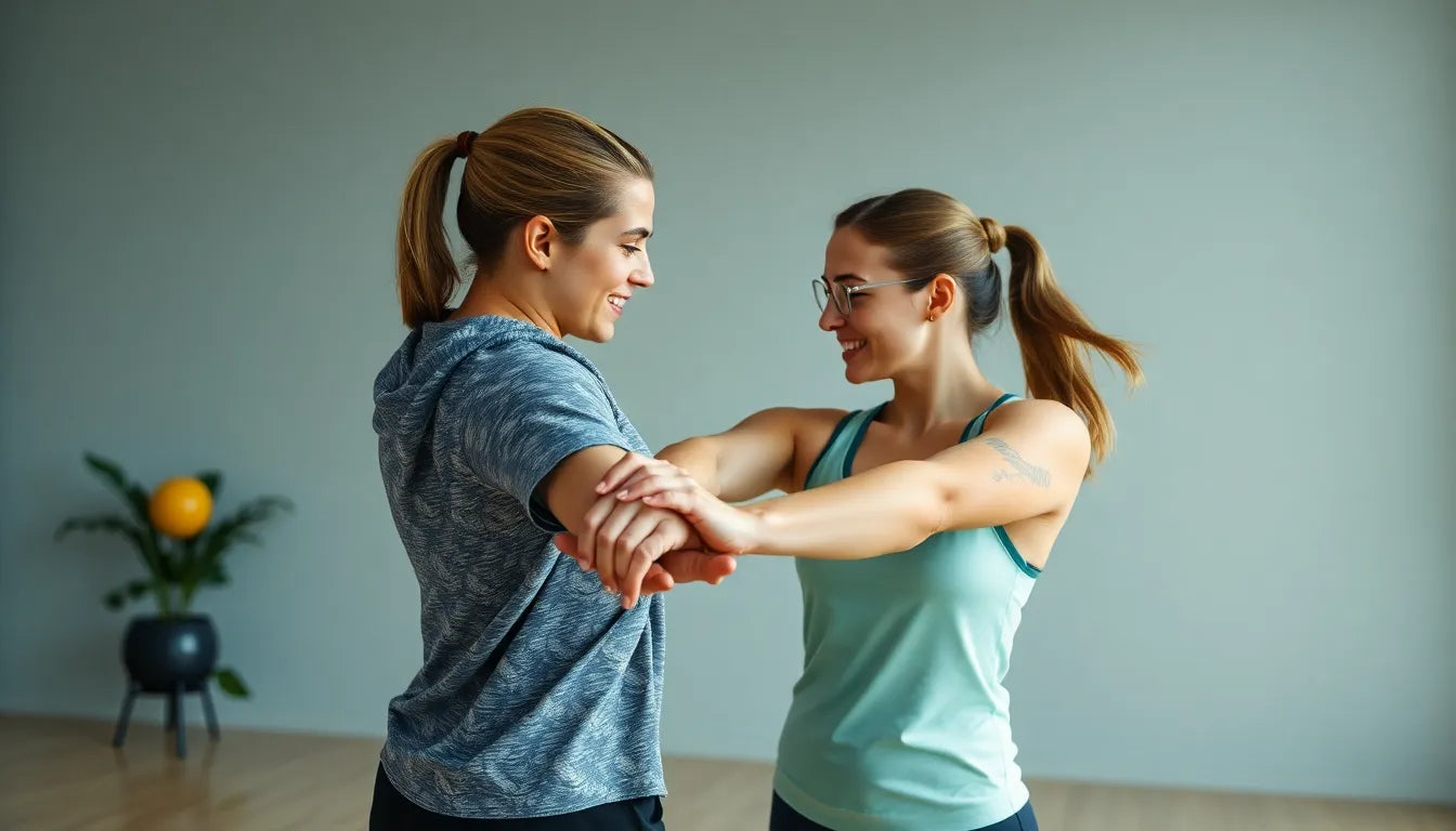 „Übungsleser entdecken die besten Partner-Dehnübungen für mehr Flexibilität“ - Illustration
