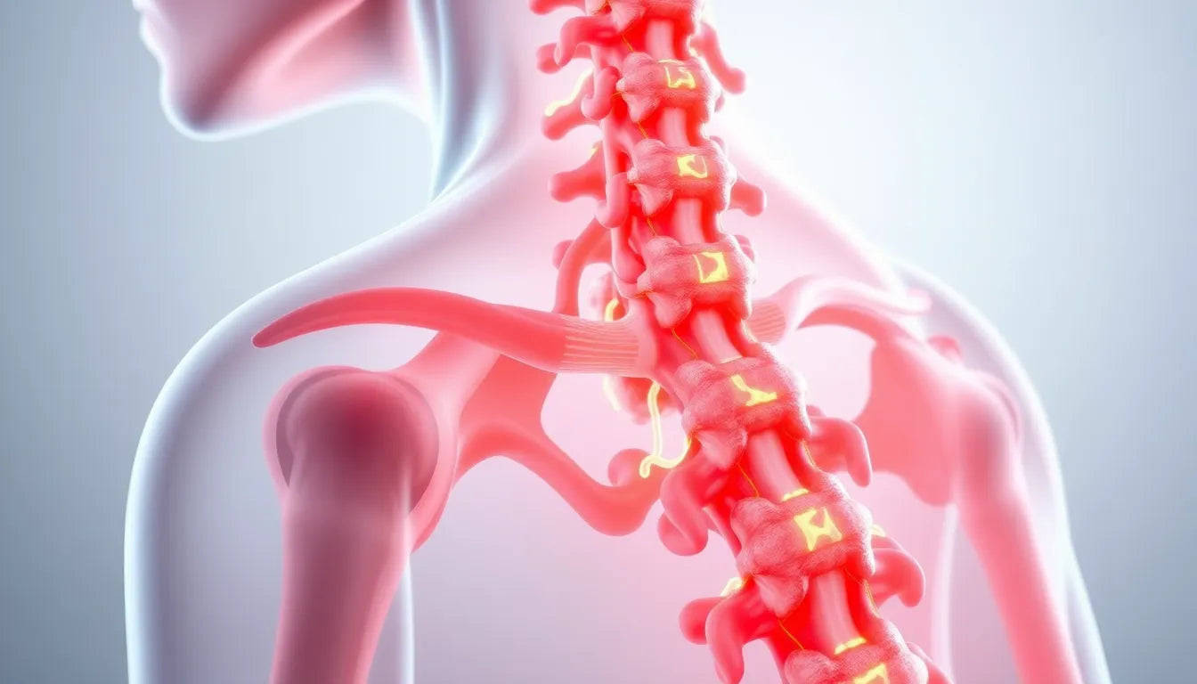 Nervenschäden nach einem Bandscheibenvorfall in der LWS verstehen und behandeln - Illustration