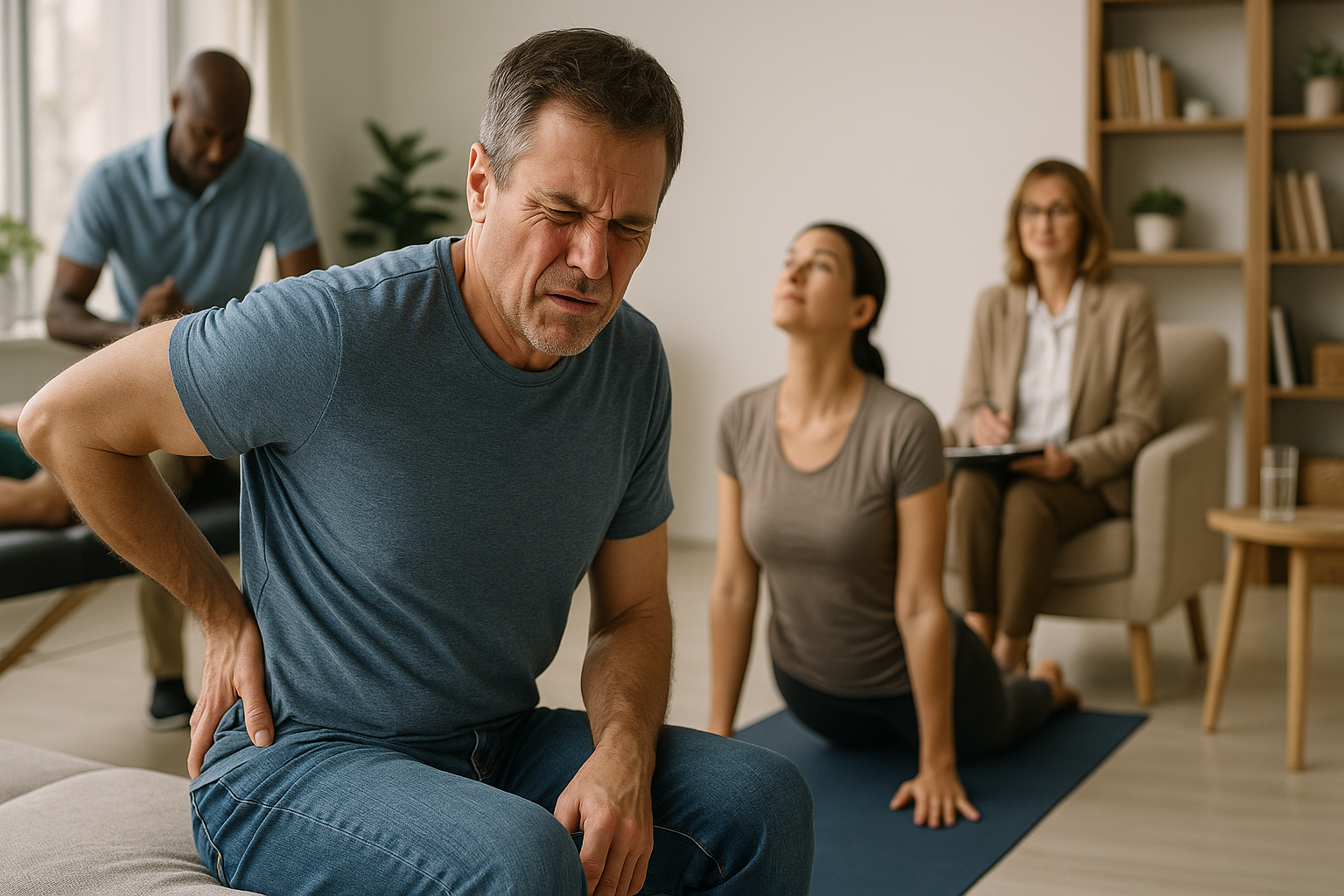 Übungsleser: effektive Übungen zur Linderung von Rückenschmerzen - Illustration