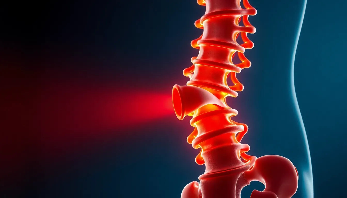 Erkennen und verstehen Sie die Symptome eines Bandscheibenvorfalls LWS 3/4 - Illustration