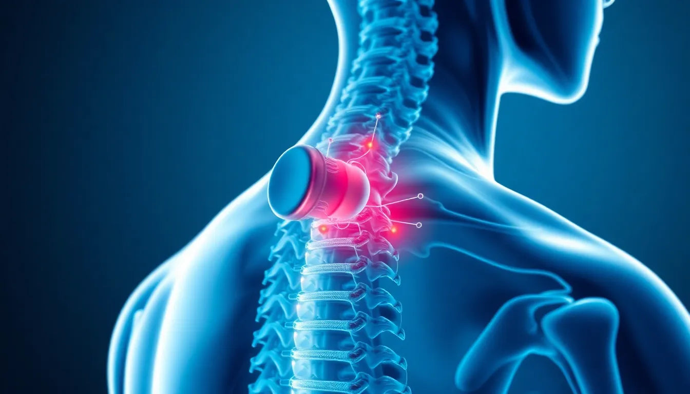 Entdecken Sie den geheimtipp für schmerzfreie HWS bei bandscheibenvorfall - Illustration