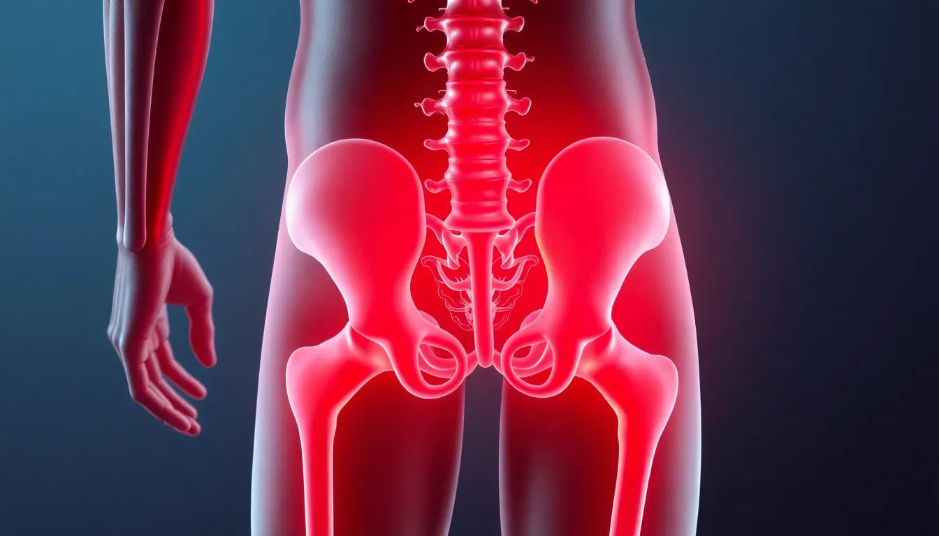 Erkennen Sie die Warnzeichen eines Bandscheibenvorfalls im Kreuzbeinbereich - Illustration