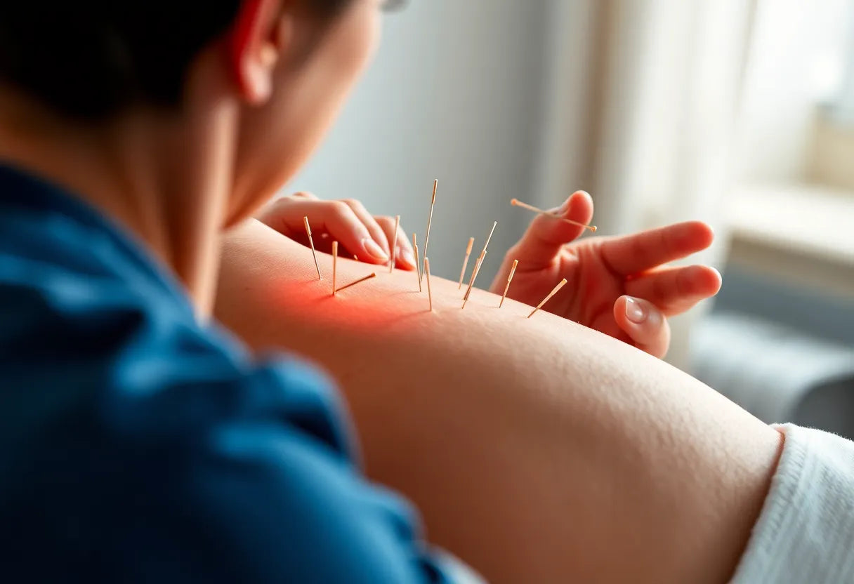 Akupunktur als sanfte Lösung bei bandscheibenvorfall schmerzen - Illustration