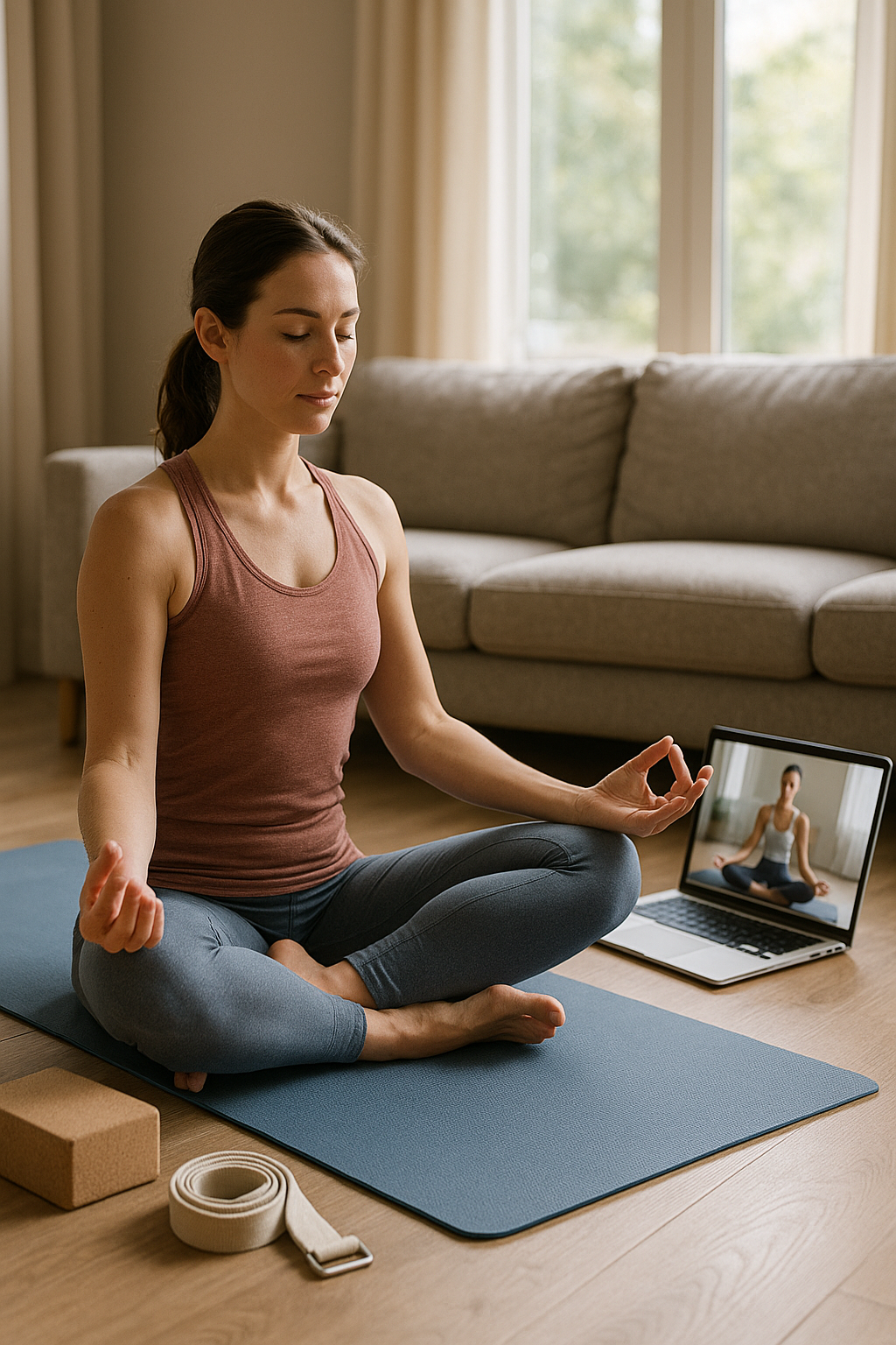 Entdecke die Freiheit des yoga online von zu Hause aus - Illustration