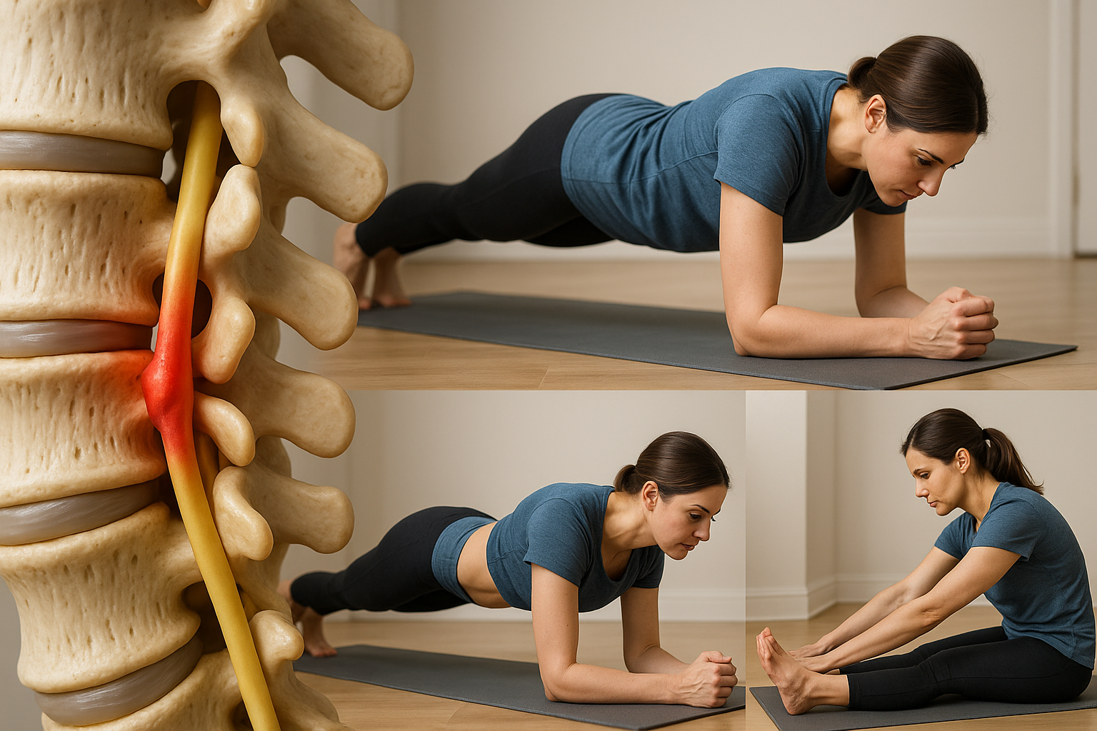 Foraminale stenose: Übungen für schmerzfreie Bewegung und Stabilität - Illustration