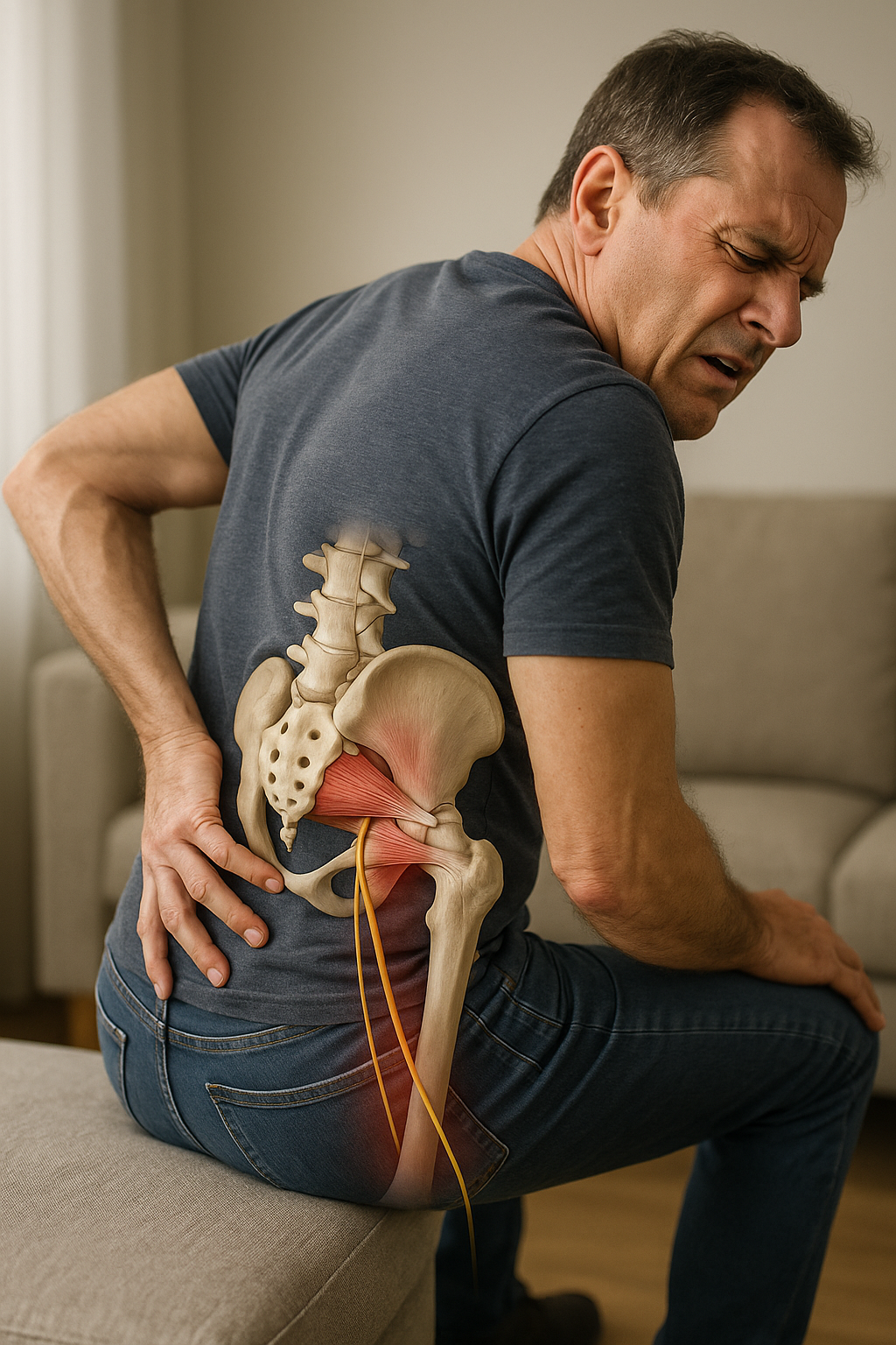 Krampf im gesäß: wenn der piriformis-muskel schmerzt - Illustration