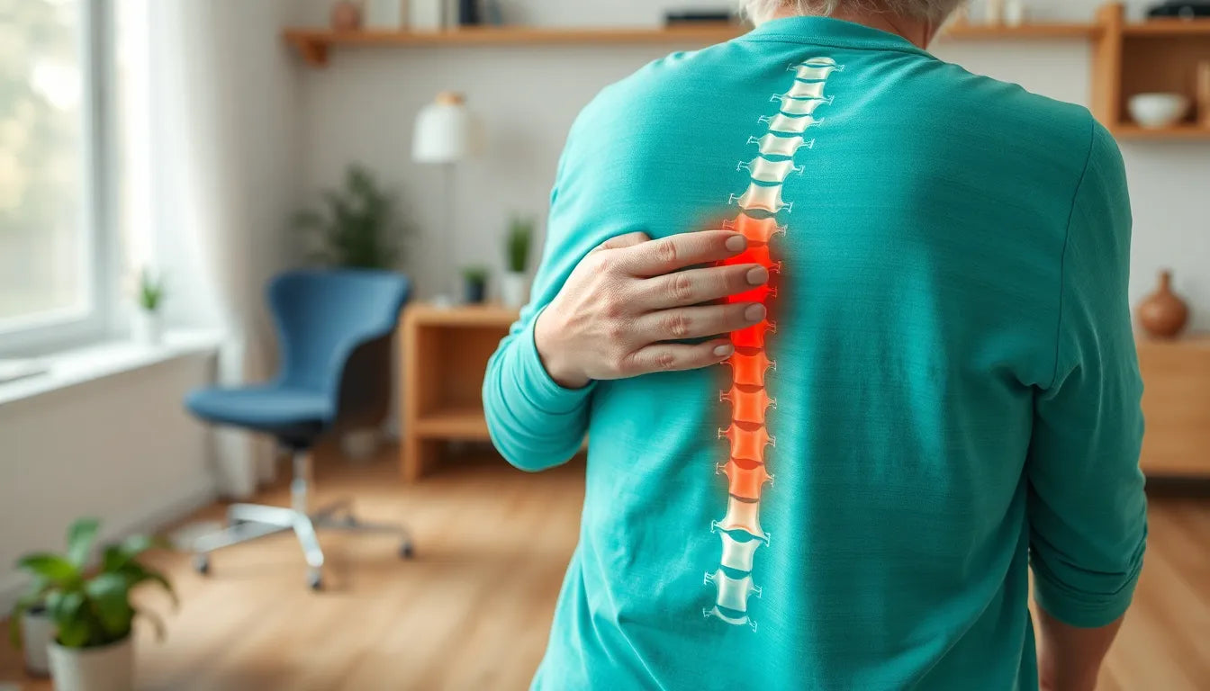 Knogleskørhed und rückenschmerzen: wie ergonomische hilfsmittel helfen können - Illustration