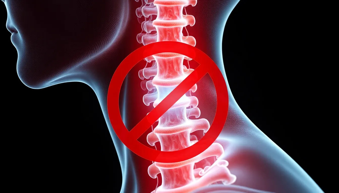 Plötzlicher Schmerz und Taubheit: Erkennen Sie die Anzeichen eines Bandscheibenvorfalls in der Halswirbelsäule - Illustration