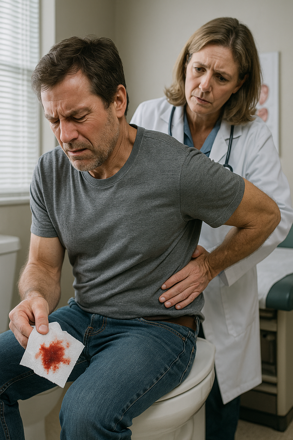 Blut im stuhl und rückenschmerzen: wann ein alarmzeichen ernst genommen werden sollte - Illustration