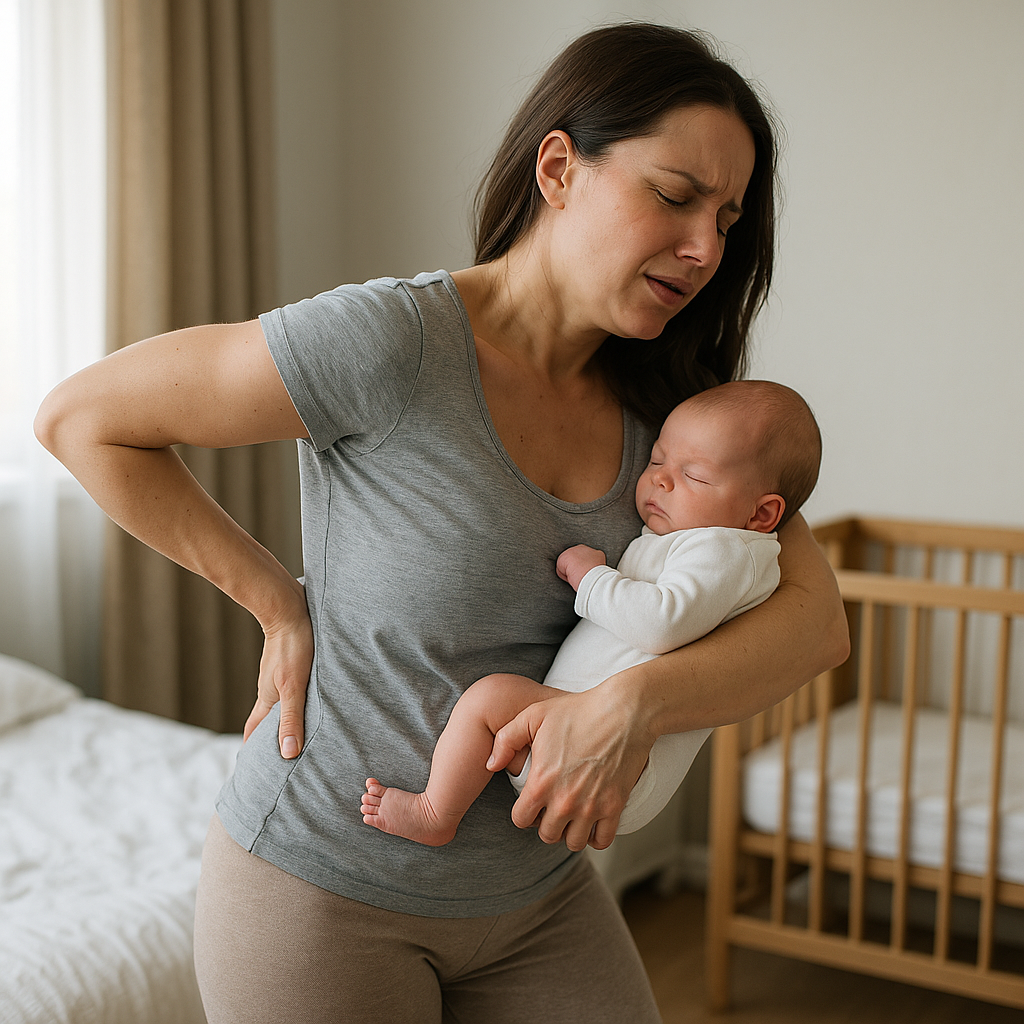 Rückenschmerzen nach der Geburt: Tipps zur Linderung und Prävention - Illustration