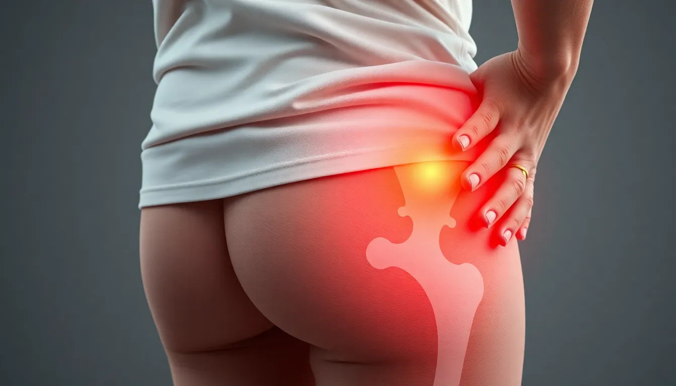 Linderung für schmerzen in der lende und rechten hüfte finden - Illustration