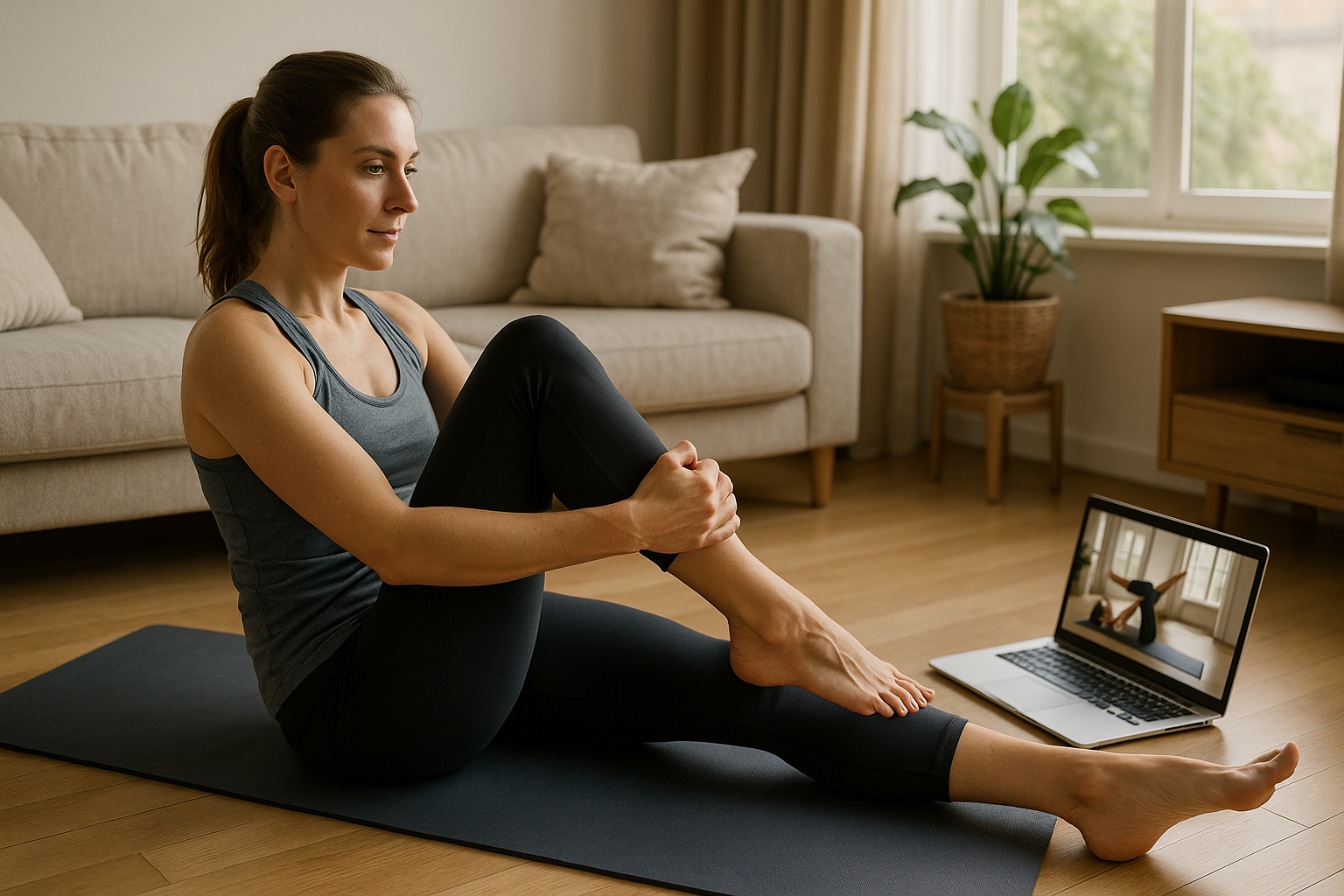 Entdecke die Vorteile von pilates online für dein Zuhause-Training - Illustration