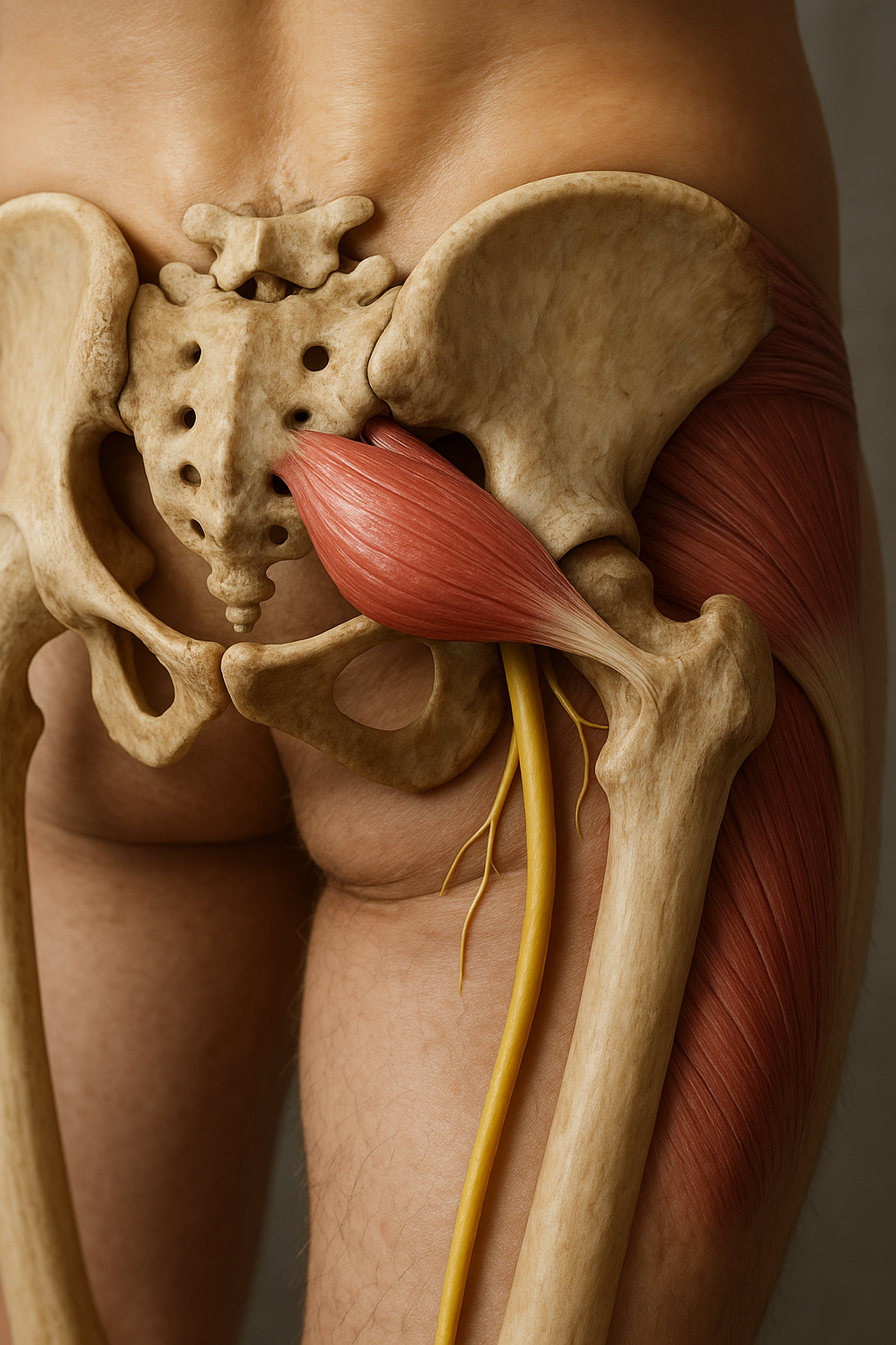 Entdecke den piriformis muskel: Anatomie und effektive Übungen gegen Schmerzen - Illustration
