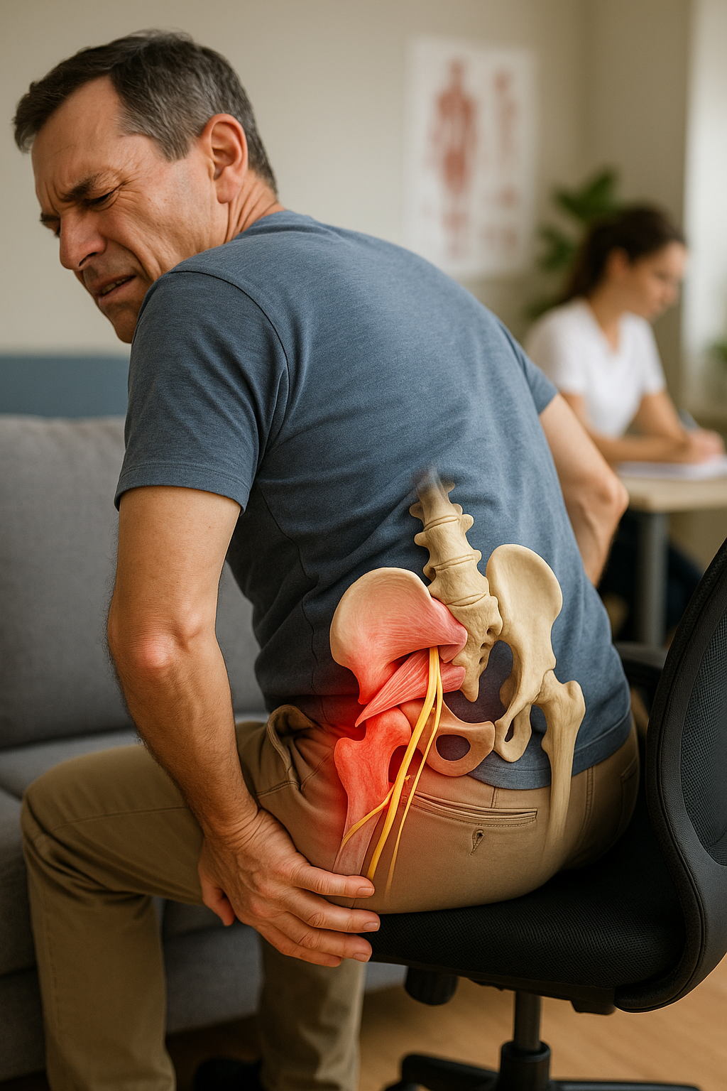 Entdecke die Ursache für schmerzen in einer gesäßhälfte und finde Linderung - Illustration