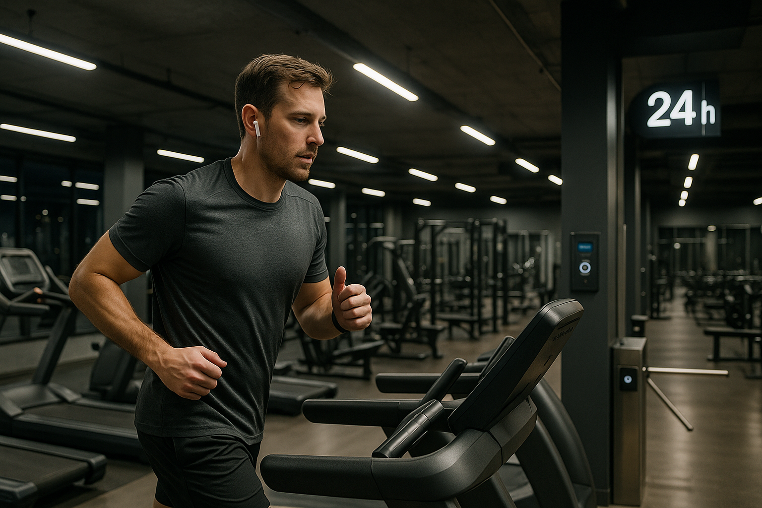 Entdecke die Vorteile von 24/7-Fitnessstudios: Flexibilität und Bequemlichkeit rund um die Uhr - Illustration