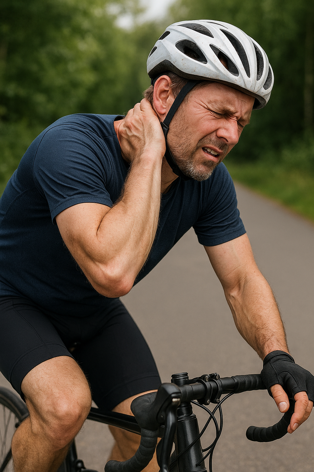 Nackenschmerzen beim Radfahren? So bleiben Sie schmerzfrei und genießen die Fahrt! - Illustration
