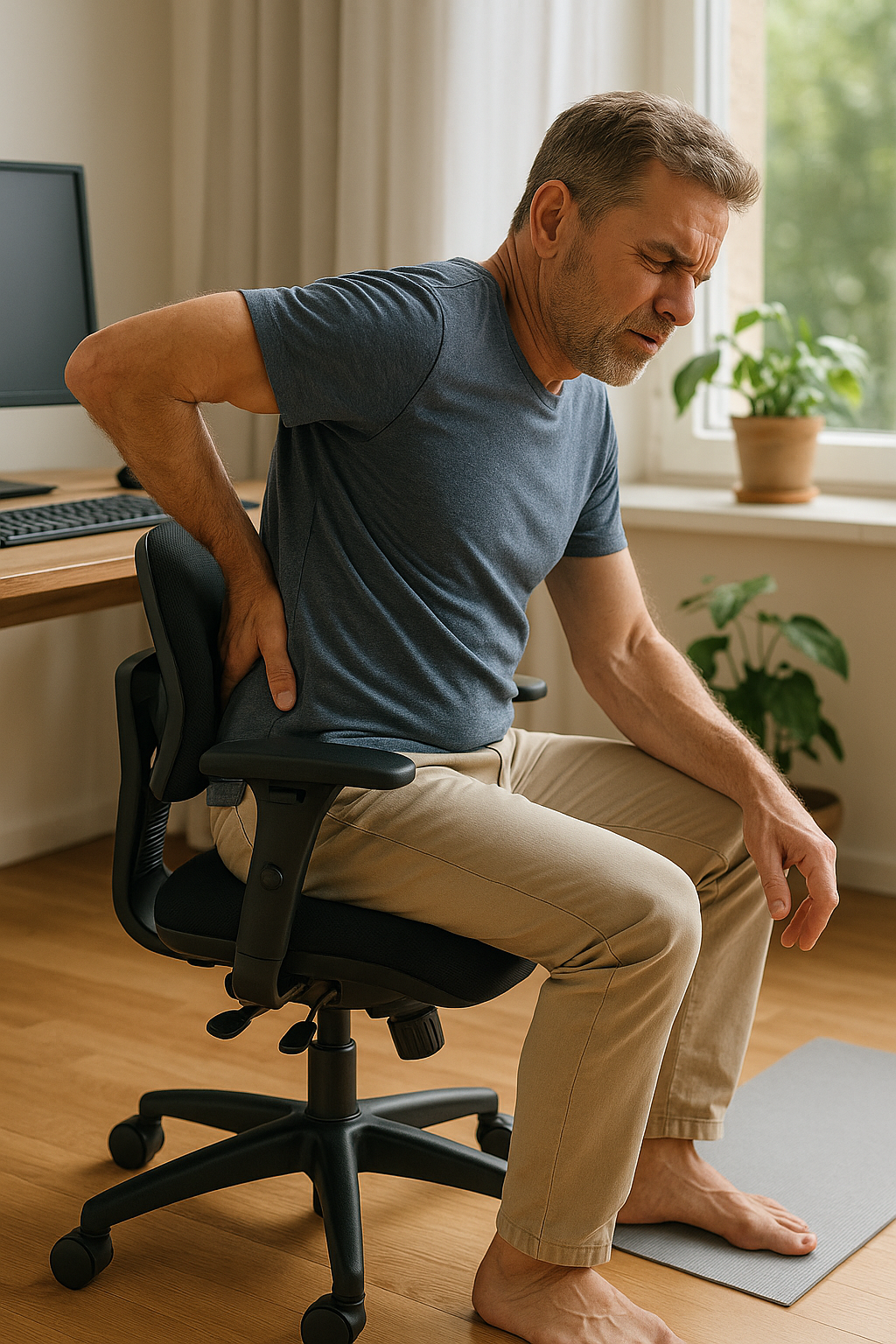 Schmerzen im rücken und in der lende: ergonomische lösungen für mehr wohlbefinden - Illustration