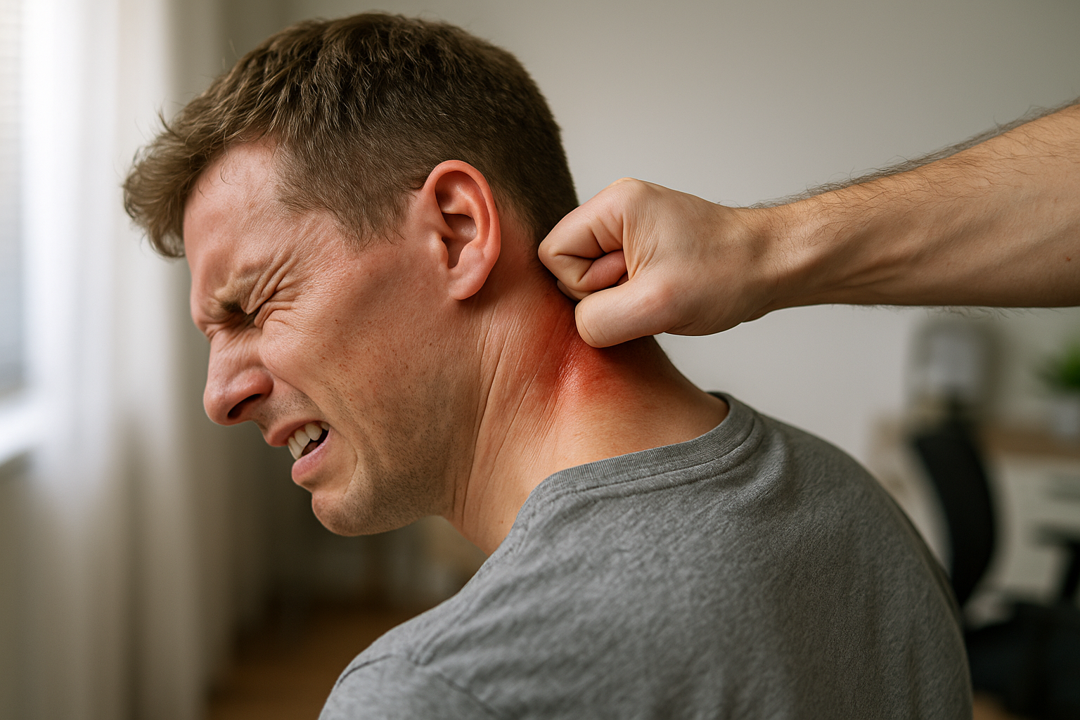 Plötzlicher Schmerz: Was tun bei einem Schlag von hinten im Nacken? - Illustration