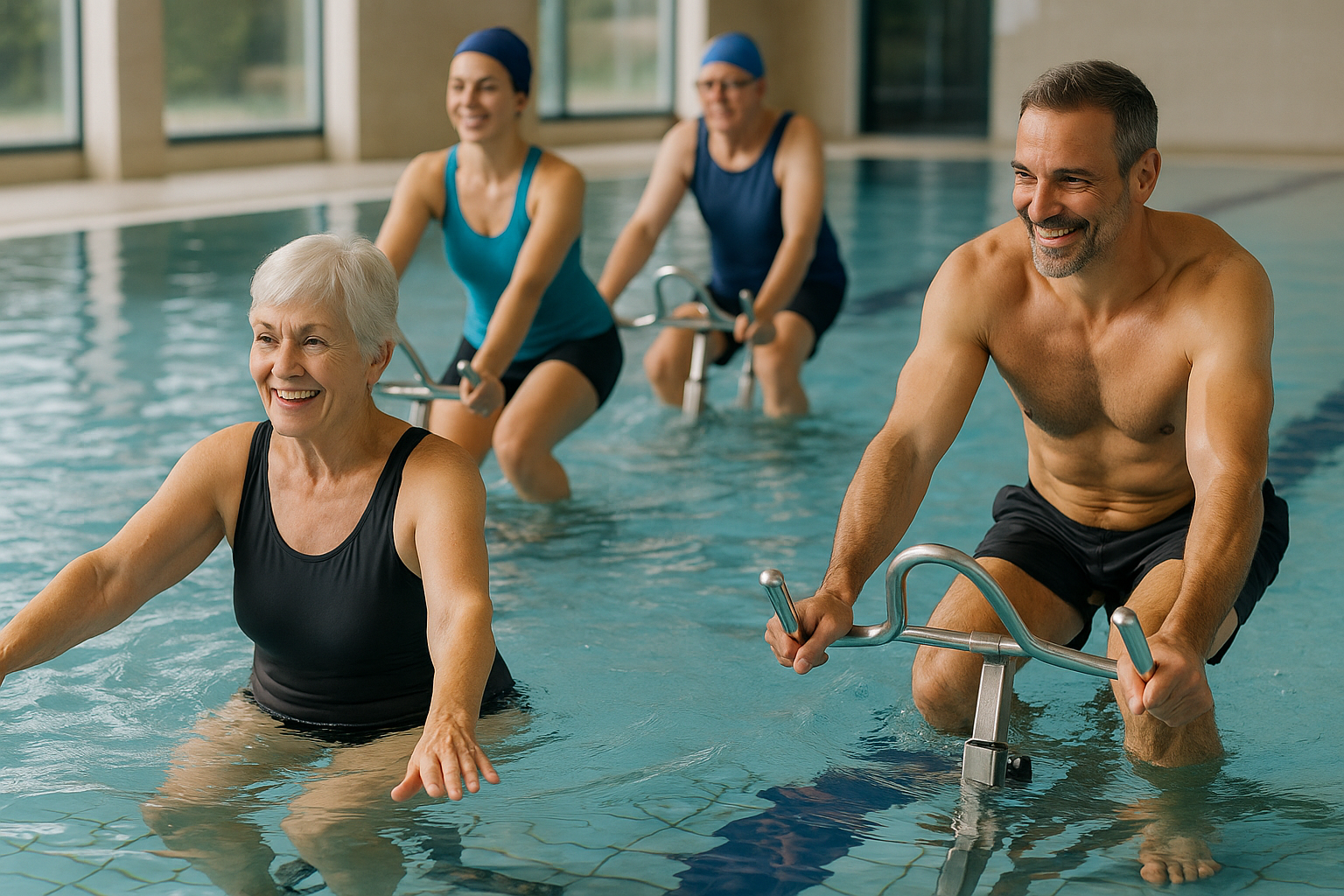 Eintauchen in die Fitness: Gelenkschonender Sport im Wasser entdecken - Illustration
