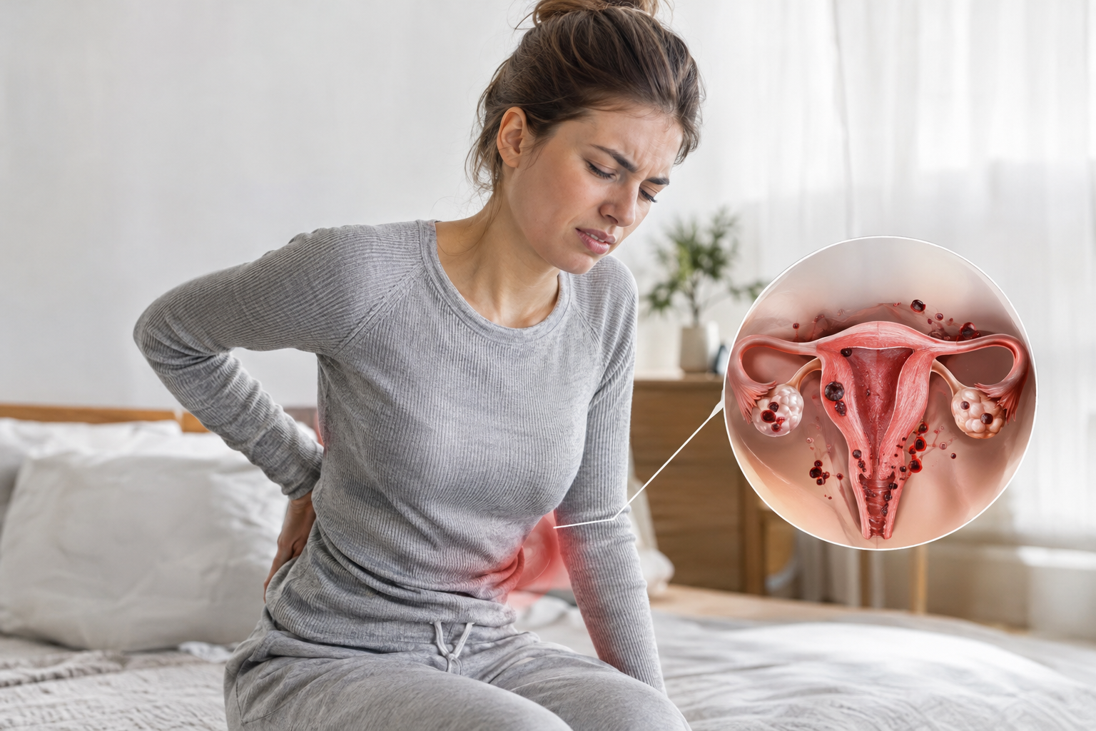 Endometriose erkennen: Rückenschmerzen als unterschätztes Symptom - Illustration