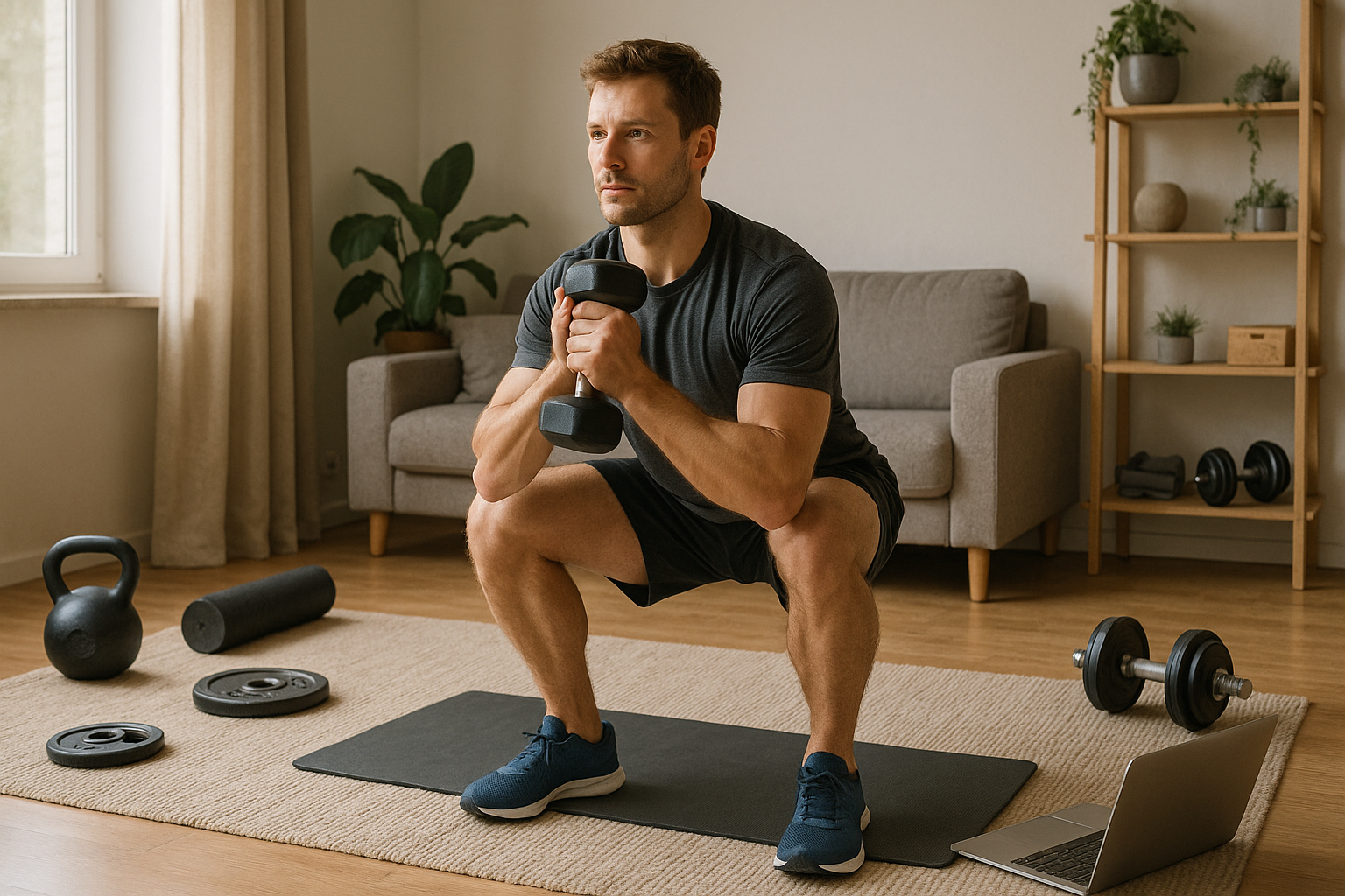 Effektives heimtraining: So erreichst du deine Fitnessziele bequem von zu Hause aus - Illustration
