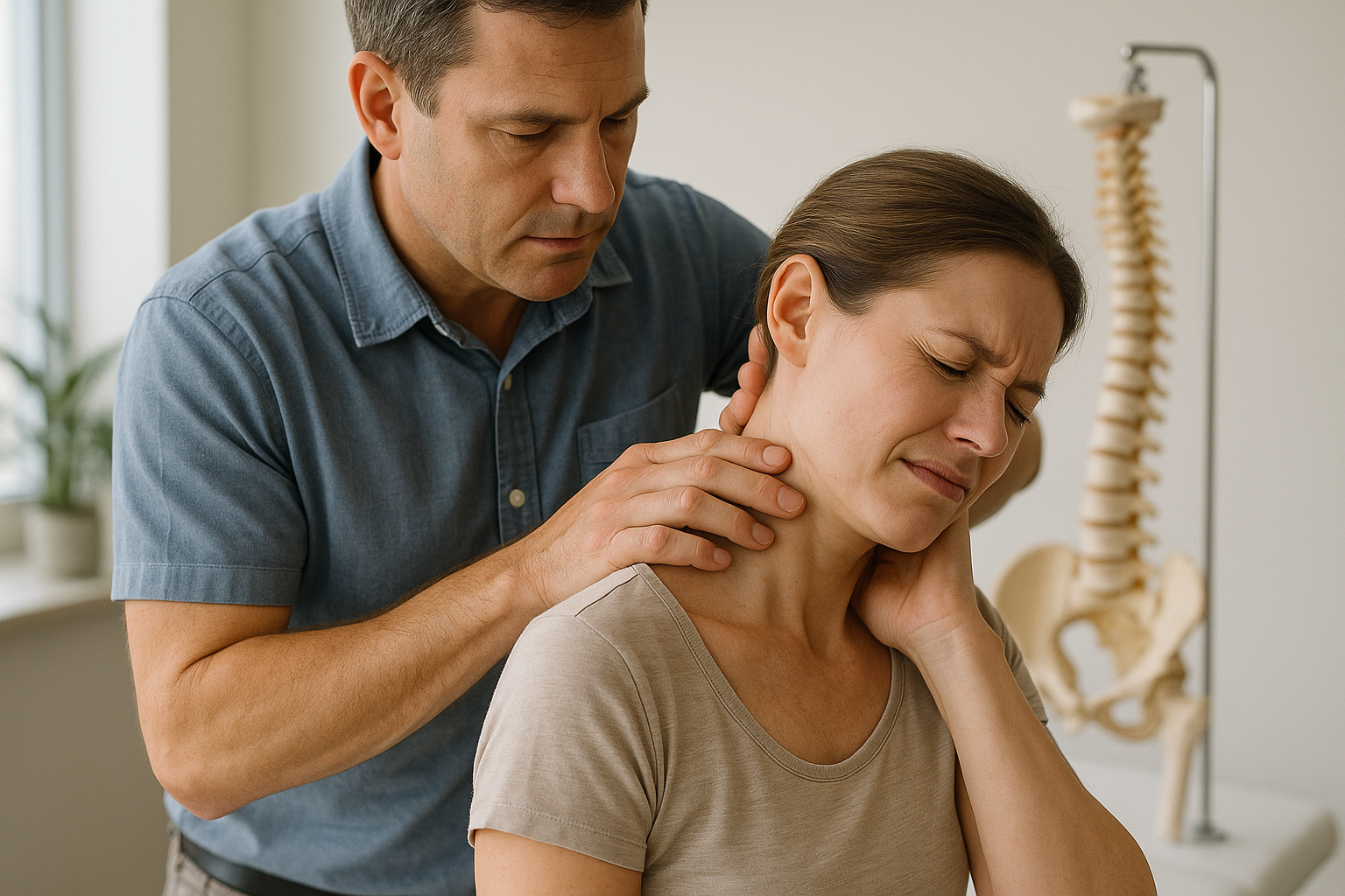 Befreie deinen Nacken von Schmerzen mit Chiropraktik - Illustration