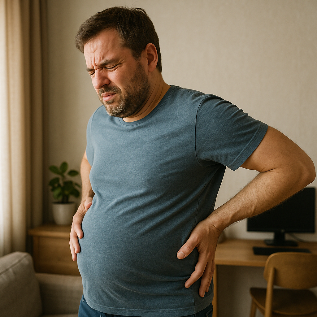 Wenn der Bauch drückt: was Sie über Blähbauch und Rückenschmerzen wissen sollten - Illustration